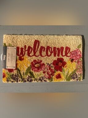 TAG Fresh Flowers Welcome Coir Mat Coconut Fiber Doormat 18” x 30” NWT